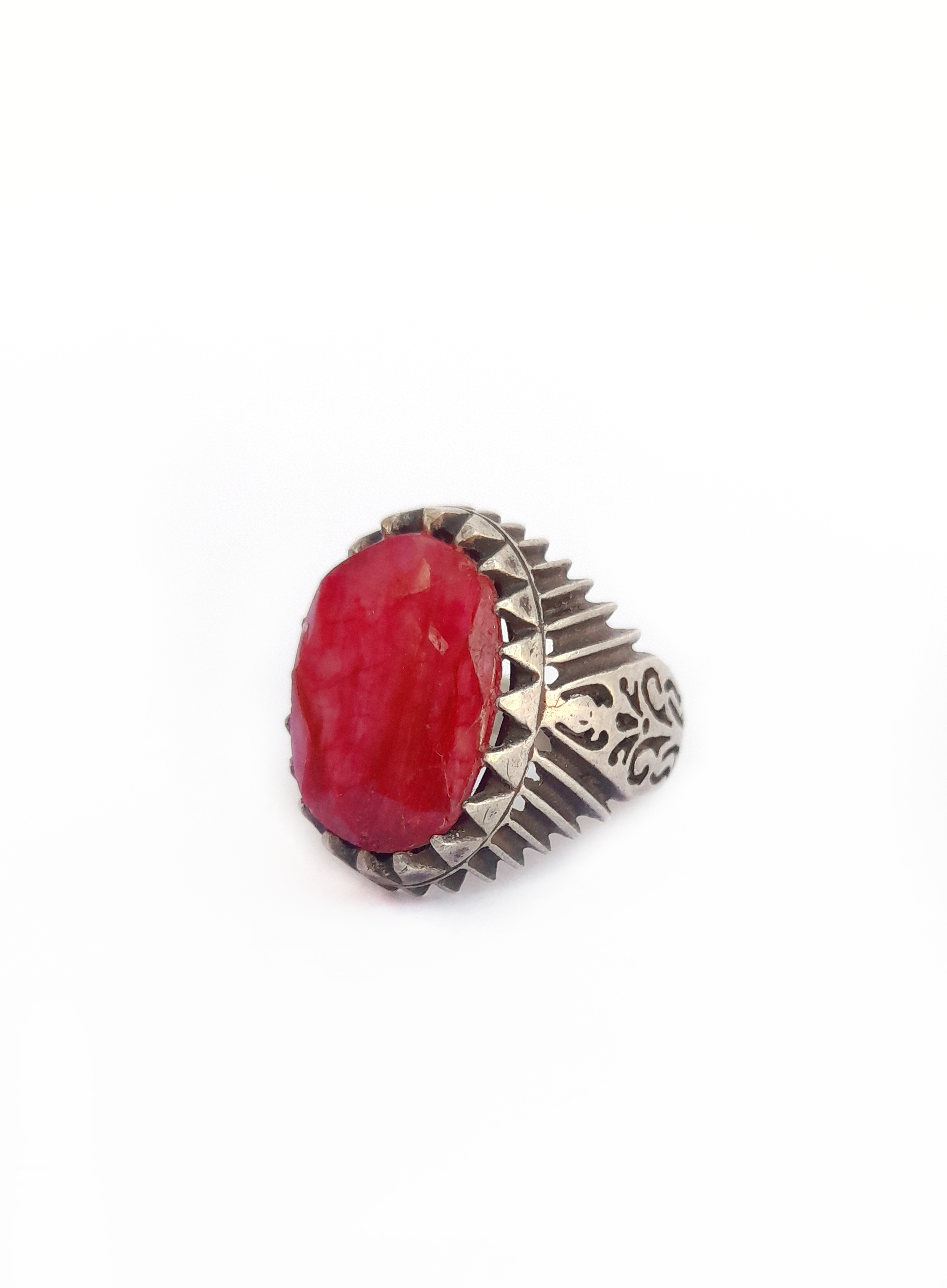 ruby root afghan silver statement ring, ethnic silver jewelry from Afghanistan OnTheWayToJalalabad