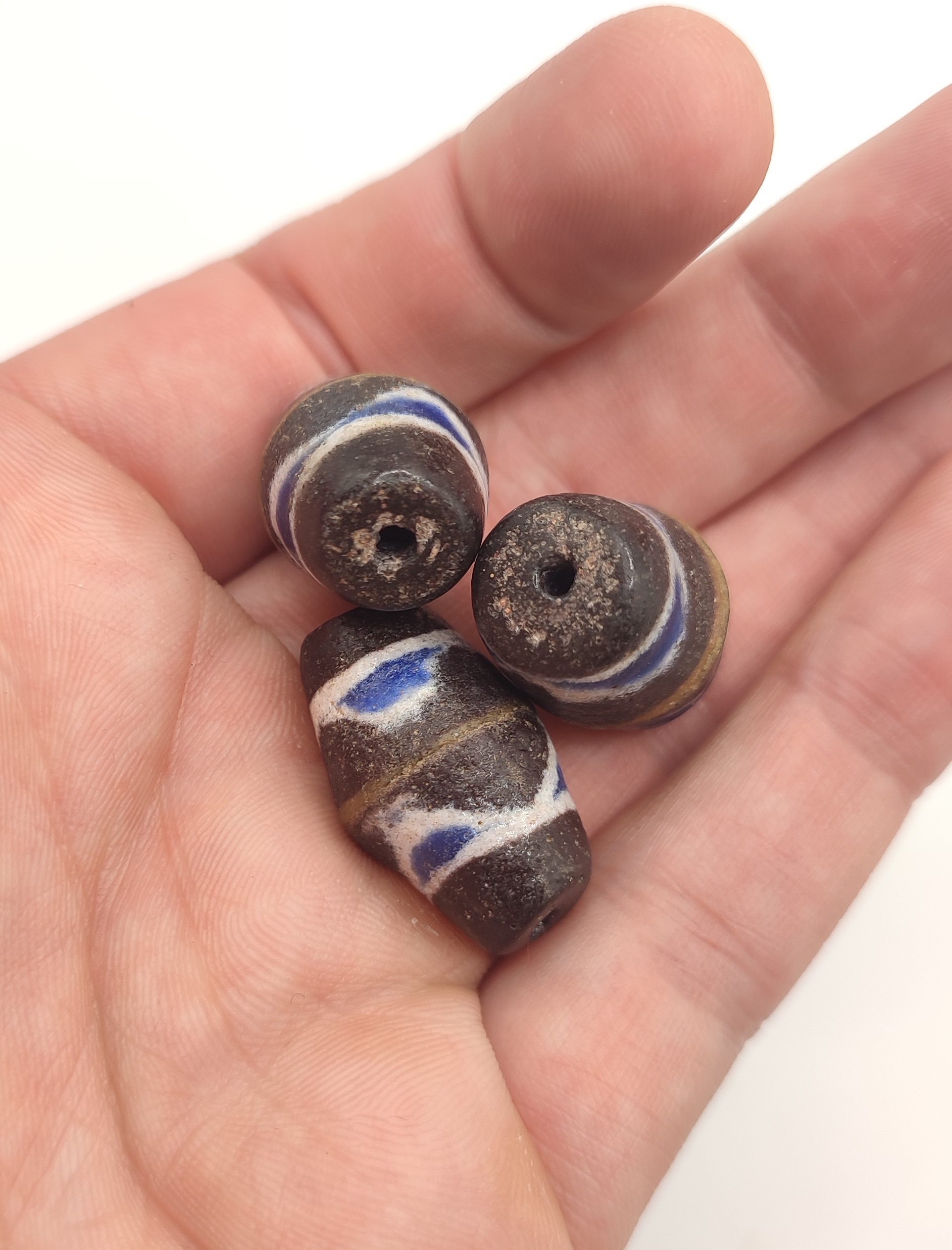 Big, old glass powder Krobo beads, large vintage Ghana beads - Image 4