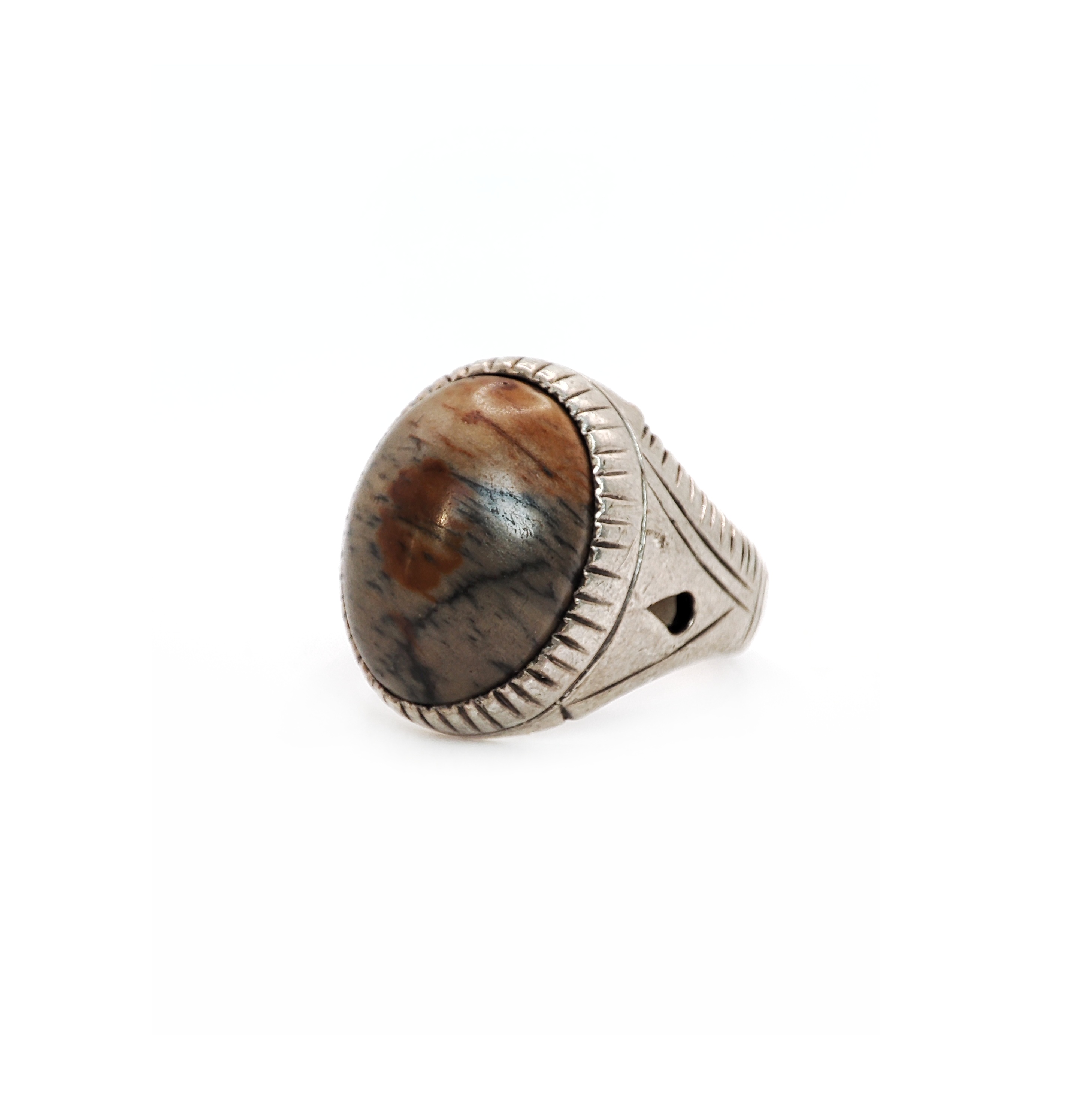 Vintage Jasper silver ring size 11,5 Pakistani antique jewelry - Image 6