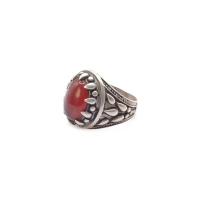 Carnelian tribal ring, silver vintage Afghan aqeeq ring OnThewayTojalalabad