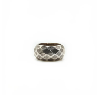 Matte hammered wide band silver ring size 5.5