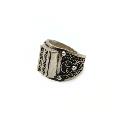 Vintage silver Amazigh ring square Berber ring size 8 Morocco tribal silver jewelry