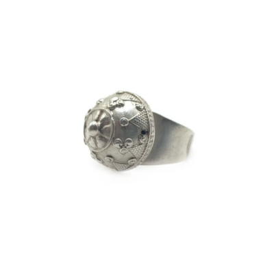 Silver Dome Ring, Afghan Ethnic Jewelry, Size 8