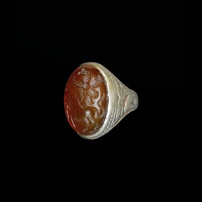 Afghan silver and Carnelian intaglio signet ring size 10.5