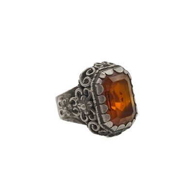 Old Afghan Madeira citrine silver ring size 9.5