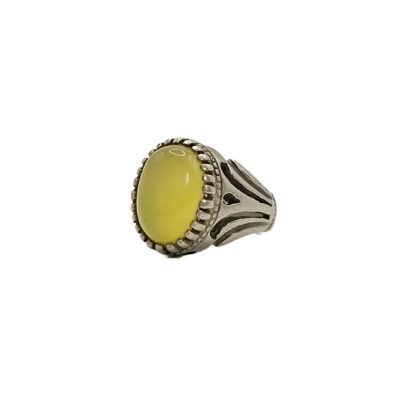 Vintage silver and yellow citrine quartz stone ring size 8 Lahore