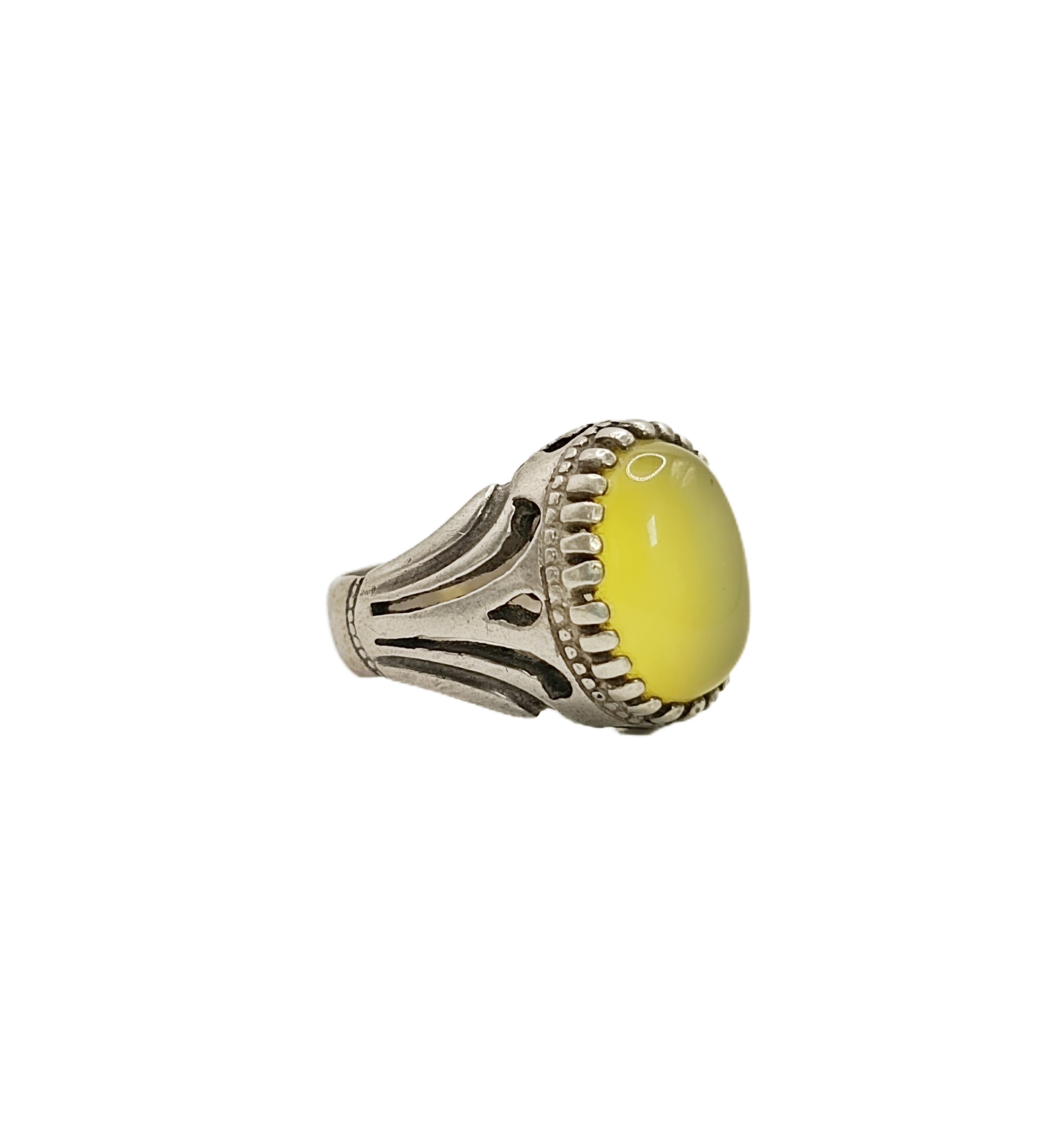 Vintage silver and yellow citrine quartz stone ring size 8 Lahore - Image 5