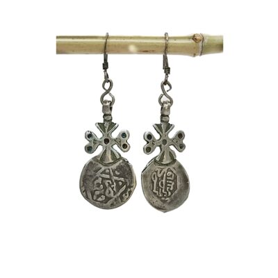 ntique Amazigh coin earrings, tribal Moroccan dangle earrings, Tafraoute. ethnic jewelry